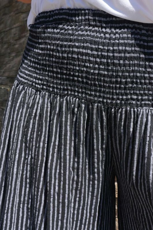 Made in Italy Marina Chalk Stripe Palazzo Pant Black